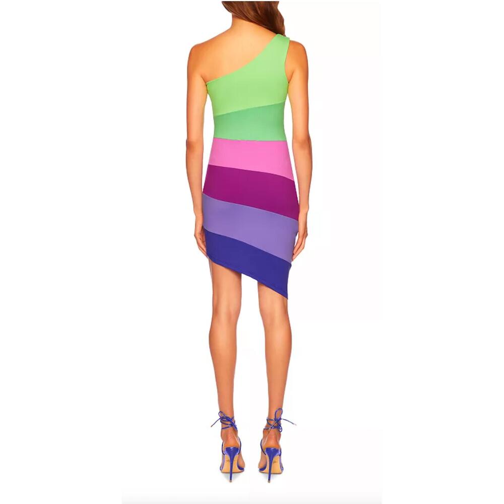 NEW SUSANA MONACO colorblock one shoulder mini dress in maldives - Picture 3 of 4